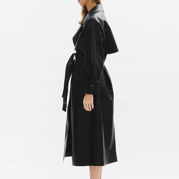 NWT Each Other x Elizabeth Sulcer Long Oversize Vegan Leather Trench Coat - Picture 2 of 10